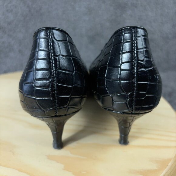 Vionic Josie Croc Kitten Heels Womens Size 7 Black Leather Pointed Toe Pump - Picture 4 of 9